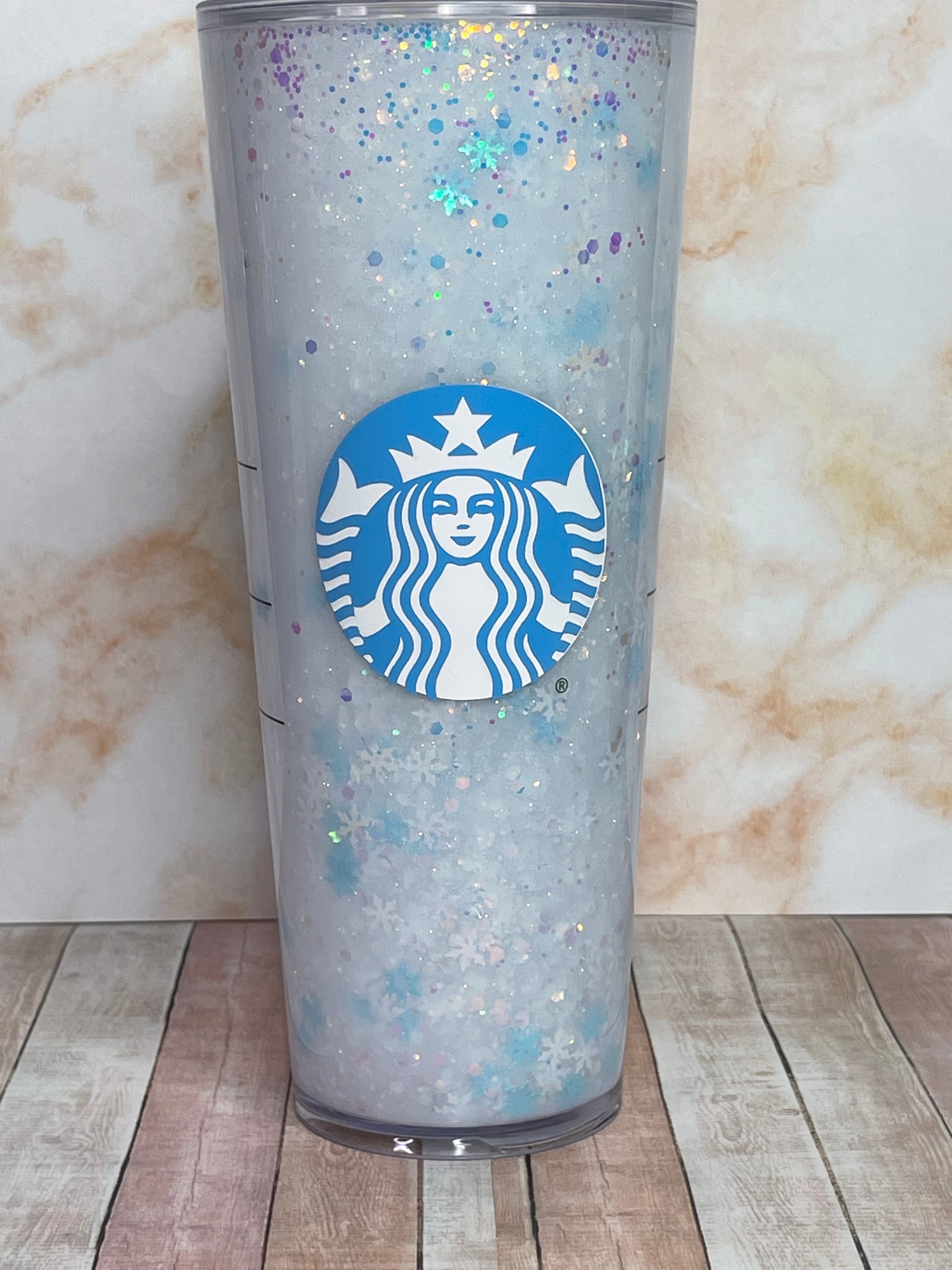 Blue Lemonade Snow Globe Tumbler, Starbucks Tumbler, Blue Drink
